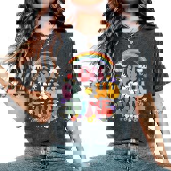 On Cloud Nine Birthday シャツ 9歳の誕生日 女の子 面白い レトロ レディースオーバーサイズコンフォートTシャツ - Kawaiitshirt