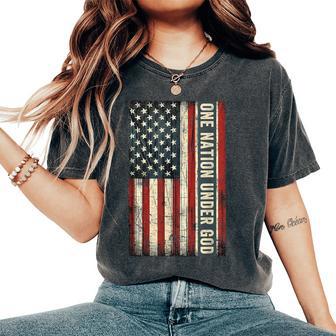 One Nation Under God 4Th Of July American Flag Christian Women's Oversized Comfort T-Shirt - Thegiftio UK