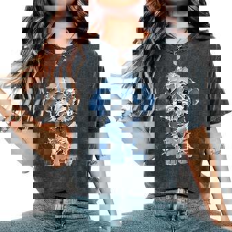 Parche De Mezclilla Con Estampado De Perro Retro Divertido Para Amantes De Los Perros Cuello Camiseta extragrande cómoda para mujer - Regaloses