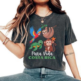 Parrot Sloth Turtle Vacation Tropical Pura Vida Costa Rica Women's Oversized Comfort T-Shirt - Thegiftio UK