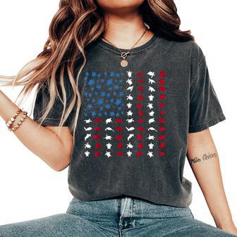 Patriotic American Flag Sea Turtle Vintage Us Flag Women's Oversized Comfort T-Shirt - Thegiftio UK