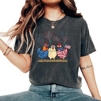 Patriotic Chicken Squad July 4Th Humor American Flag Women Women's Oversized Comfort T-Shirt - Thegiftio UK