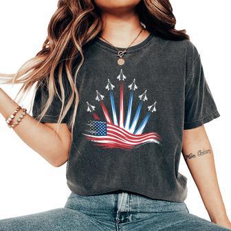 Patriotic Usa Flag Fighter Jets Boys 4Th Of July Women Women's Oversized Comfort T-Shirt - Thegiftio UK