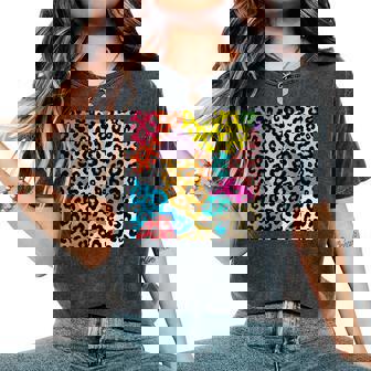 Patrón De Estampado Animal Para Es Y Niñas Estampado De Leopardo Colorido Camiseta extragrande cómoda para mujer - Regaloses