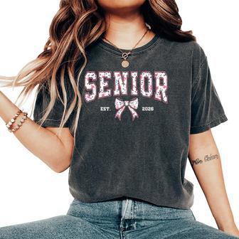 Pink Bow Coquette Floral Senior 2026 Graduation Class Girls Women's Oversized Comfort T-Shirt - Thegiftio UK