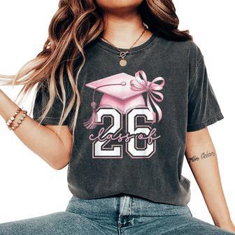 Pink Coquette Bow Senior Class Of 2026 Senior Girls Women's Oversized Comfort T-Shirt - Thegiftio UK