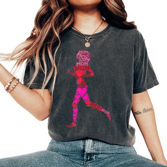 Pink Red Heart Love Mom S Runner Mama Mother's Day Women's Oversized Comfort T-Shirt - Monsterry