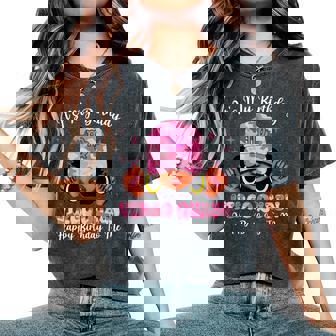 Pink Virgo Queen Black Woman With Cap Camo Its My Birthday Women's Oversized Comfort T-Shirt | Mazezy