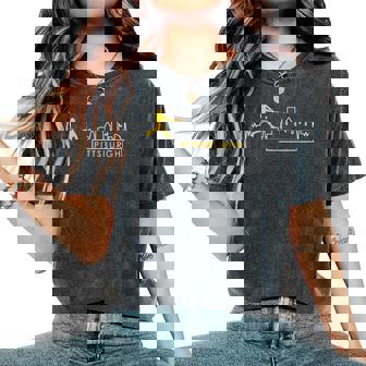 Pittsburgh Lovers Skyline Retro Baseball Heartbeat Women Women's Oversized Comfort T-Shirt - Thegiftio
