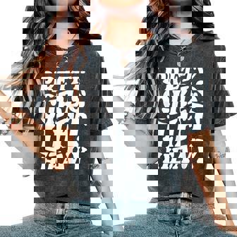 Pretty Girls Lift Heavy Workout Lifting Gym On Back Women's Oversized Comfort T-Shirt - Monsterry