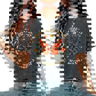 Proud Daughter Of Immigrants Butterfly Flowers Women's Oversized Comfort T-Shirt | Seseable CA