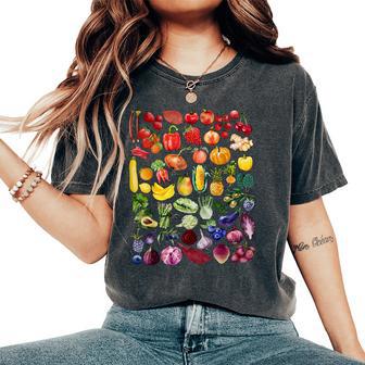 Rainbow Fruit And Vegetable Vegans Gardeners Vegetarian Day Women's Oversized Comfort T-Shirt - Thegiftio UK