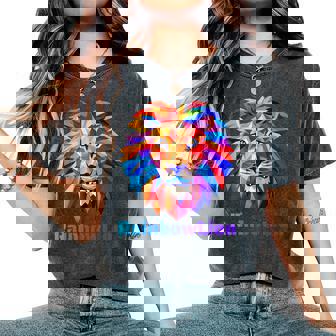 Rainbow Lion レインボー ライオン かっこいい おしゃれ レディースオーバーサイズコンフォートTシャツ - Kawaiitshirt