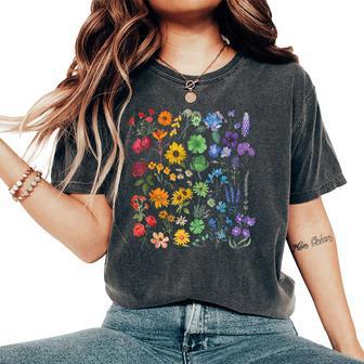 Rainbow Wildflower Lgbt Gay Lesbian Pride Month Women's Oversized Comfort T-Shirt - Thegiftio UK