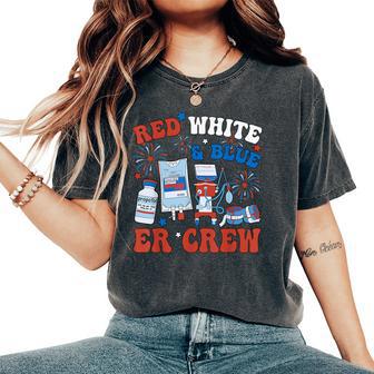 Red White & Blue Er Crew Nurse Emergency 4Th Of July Women's Oversized Comfort T-Shirt - Thegiftio UK
