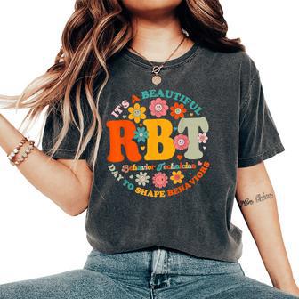 Registered Behavior Technician Vintage Rbt Behavior Flower Women's Oversized Comfort T-Shirt - Thegiftio UK