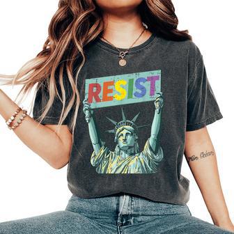 Resist Rainbow Statue Liberty Protest Lgbt Gay Women Women's Oversized Comfort T-Shirt - Thegiftio UK