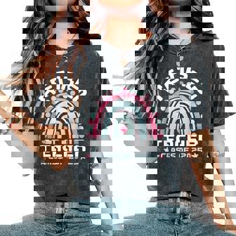 Retired Teacher Class Of 2025 Rainbow Retro Graduation レディースオーバーサイズコンフォートTシャツ - Kawaiitshirt