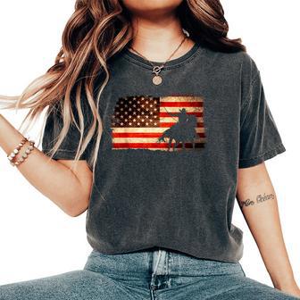Rodeo Cowboy Western Country Horse Usa Flag 4Th Of July Women's Oversized Comfort T-Shirt - Thegiftio UK
