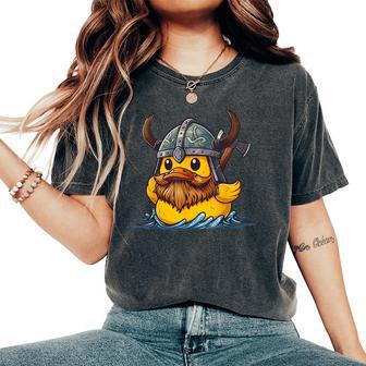 Rubber Duck Viking Duck Viking Helmet Vikings Rubber Duckie Women's Oversized Comfort T-Shirt - Thegiftio UK