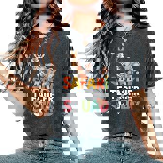 Safari Teacher Squad Guides Quietly Through Wild Days Women's Oversized Comfort T-Shirt - Thegiftio