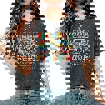 School's Out Forever Retired Teacher 2025 Groovy Retirement Women's Oversized Comfort T-Shirt - Thegiftio