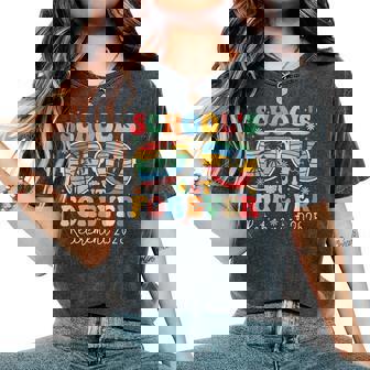 School's Out Forever Retired Teacher 2025 Groovy Retirement Women's Oversized Comfort T-Shirt | Mazezy