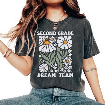 Second Grade Dream Team Back To School Boho Flower 2Nd Grade Women's Oversized Comfort T-Shirt - Thegiftio UK