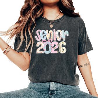 Senior 2026 Class Of 2026 Coquette Pastel Floral Lace Bow Women's Oversized Comfort T-Shirt - Thegiftio UK