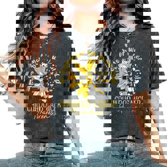 In September We Wear Gold Childhood Cancer Awareness Women Women's Oversized Comfort T-Shirt - Monsterry