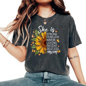 She Is Mom Sunflower Leopard Christian Mom Mother's Day Women's Oversized Comfort T-Shirt - Thegiftio UK