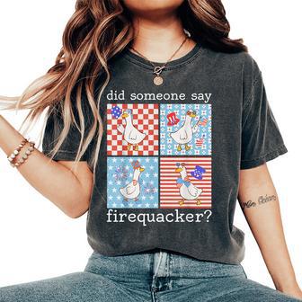 Did Someone Say Firequacker Silly 4Th Of July Boho Women's Oversized Comfort T-Shirt - Thegiftio UK