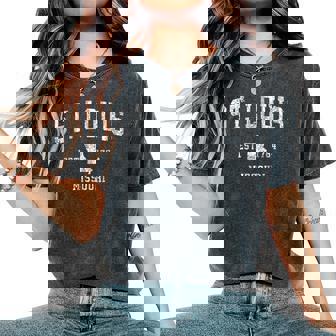 St Louis Missouri Mo ヴィンテージ アスレチック スポーツデザイン レディースオーバーサイズコンフォートTシャツ - Kawaiitshirt