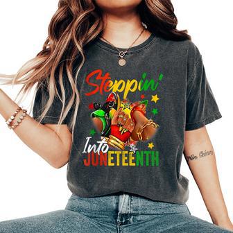 Stepping Into Junenth Afro Woman Black Girls Sneakers Men Women's Oversized Comfort T-Shirt - Thegiftio UK