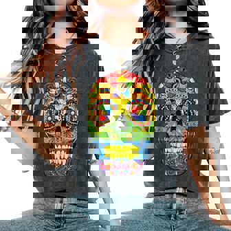 Sugarkull Lgbt Gay Pride Rainbow Flag Day Of The Dead レディースオーバーサイズコンフォートTシャツ - Kawaiitshirt