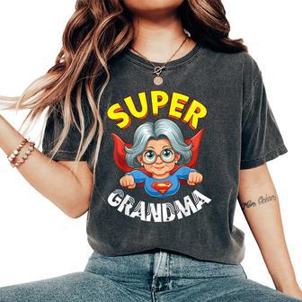 Super Grandma Hero Cape Flying Cartoon Grandmother Women's Oversized Comfort T-Shirt - Thegiftio UK