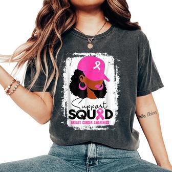 Support Squad Black Pink Hat Breast Cancer Awareness Women's Oversized Comfort T-Shirt - Thegiftio UK