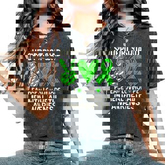 Support Squad Mental Health Awareness Groovy Green Ribbon Women's Oversized Comfort T-Shirt - Thegiftio