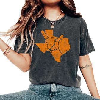 Texas Pride Hook 'Em Distressed Women Women's Oversized Comfort T-Shirt - Thegiftio UK