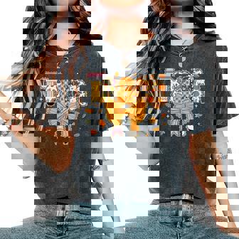 Thanksgiving Teacher Pencil Bow One Thankful Teacher Fall Women's Oversized Comfort T-Shirt - Thegiftio