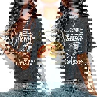 That's My Grandson Out There Football Grandpa Grandma Women's Oversized Comfort T-Shirt | Seseable UK