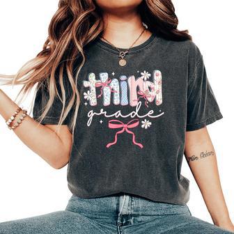 Third Grade Teacher Coquette Bow Elementary School Women's Oversized Comfort T-Shirt - Thegiftio UK