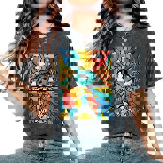 Trippy Rainbow Eye Hippie Regalo Retro 70S 80S Disfraz In Mangas Camiseta extragrande cómoda para mujer - Regaloses
