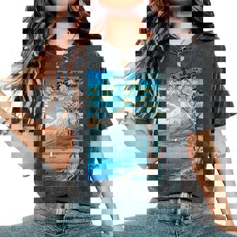 Ukiyo-E Monte Fuji Pintura Japonesa Impresión Obra Maestra Pintura Artística Hombres Es Ropa Divertida Arte Regalo Divertido Manga Larga Camiseta extragrande cómoda para mujer - Regaloses