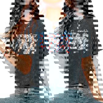 Usa Wildflower Coquette Bow American Patriotic 4Th Of July Women's Oversized Comfort T-Shirt | Mazezy