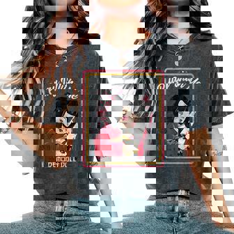 Vintage Horror Play With Me Haunted Ichimatsu Doll レディースオーバーサイズコンフォートTシャツ - Kawaiitshirt