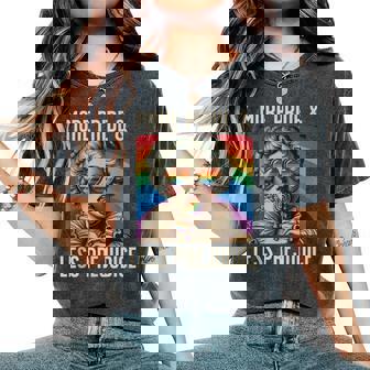 Vintage More Pride Less Prejudice Proud Ally Rainbow Pride Women's Oversized Comfort T-Shirt - Monsterry