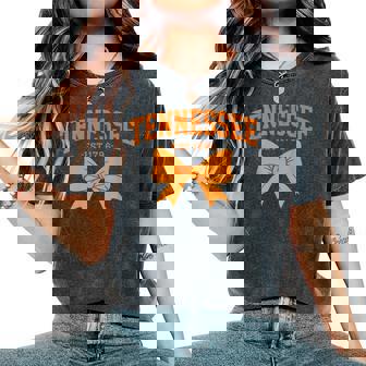 Vintage Tennessee Orange Cowgirl Coquette Bow Girl Tn Women's Oversized Comfort T-Shirt | Mazezy