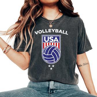 Volleyball Beach Usa Flag Volleyball Team Player Girl Boy Women's Oversized Comfort T-Shirt - Thegiftio UK