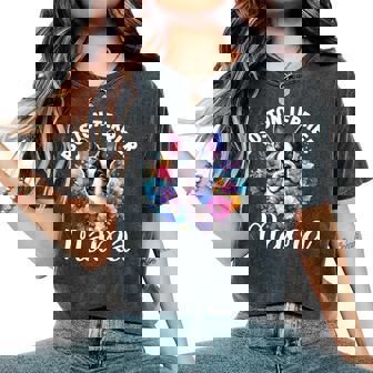 Watercolor Floral Boston Terrier Mama Dog Lover Mother's Day Women's Oversized Comfort T-Shirt - Monsterry